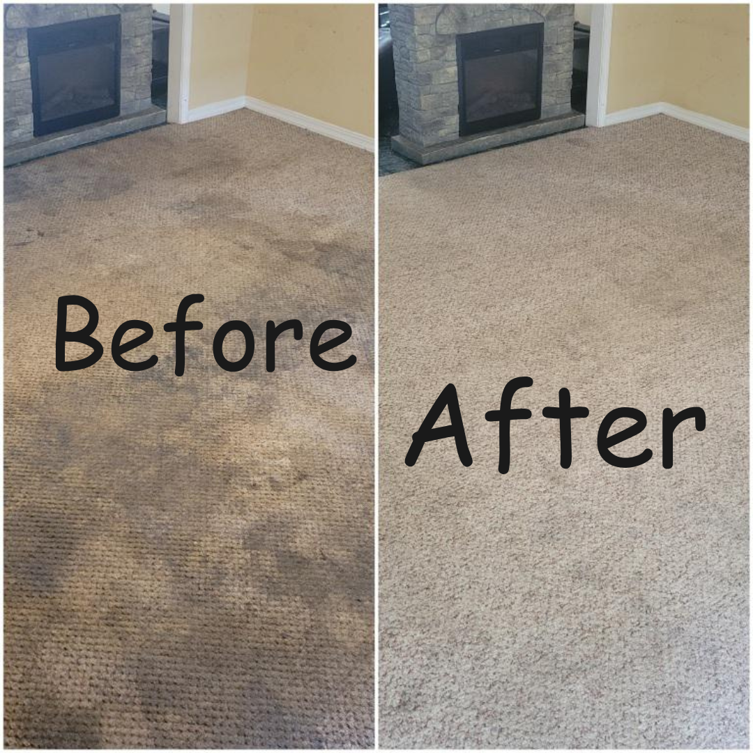 Before and after carpet cleaning