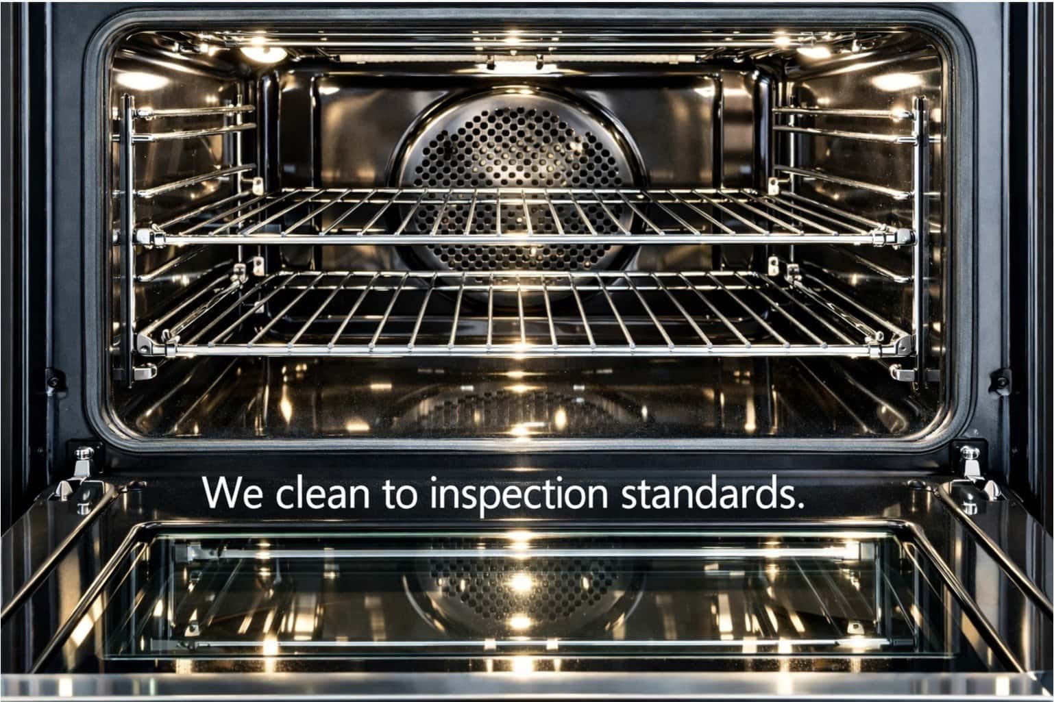 Deep cleaned oven interior. Professional oven cleaning services ensure a spotless, inspection-ready appliance. Google Ads deep cleaning.